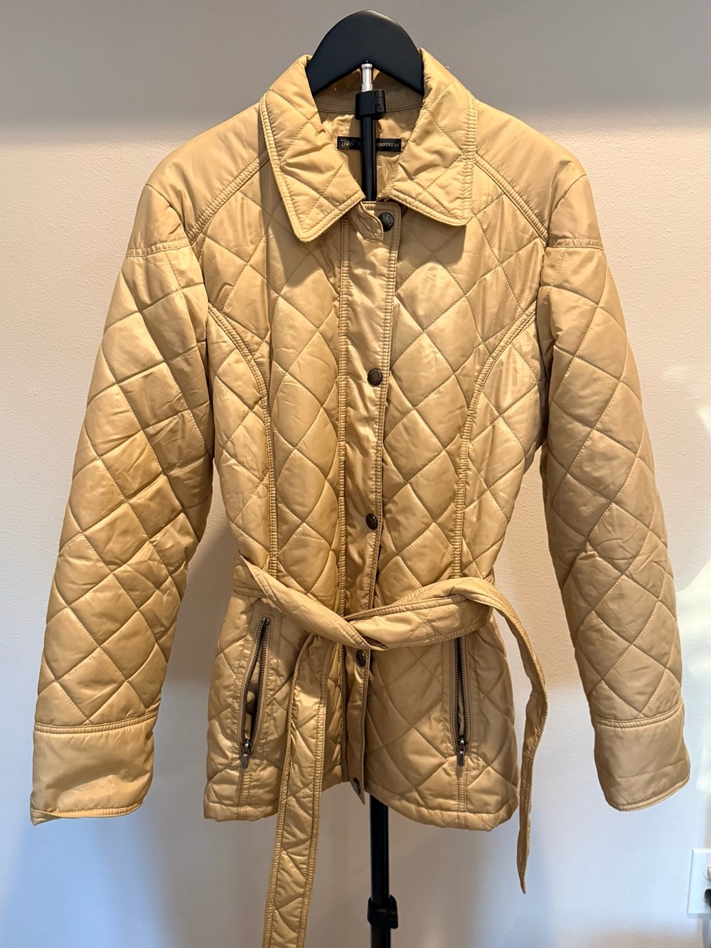 Brooks Brothers 346 Quilted Belted Jacket Tan Size 16